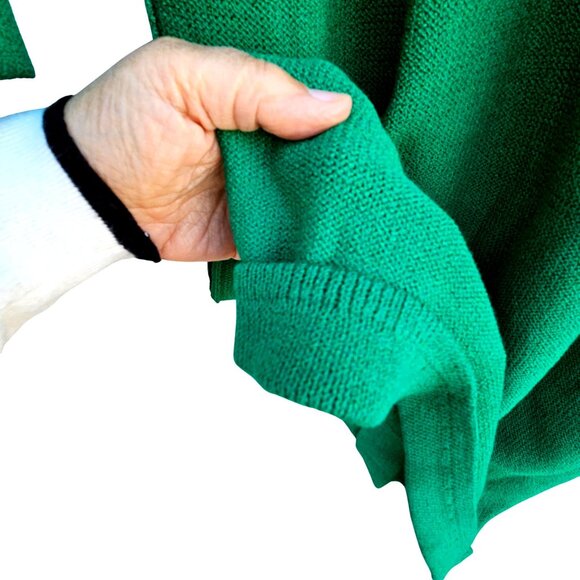 Vintage St John Kelly Green Knit Dress 80s Power Shoulders L to XL - Picture 6 of 13